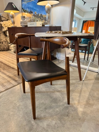 PAIR Leather & Walnut CB2 Dining Chairs $399.00 EACH