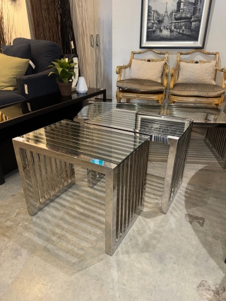 PAIR Chrome & Glass Side Table $189.00 EACH