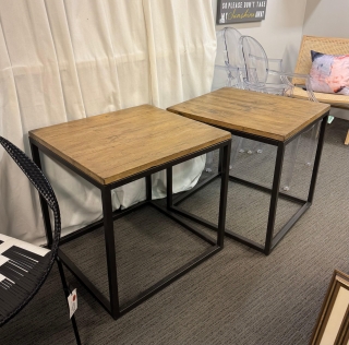 PAIR Wood & Metal Side Tables $329.00 EACH
