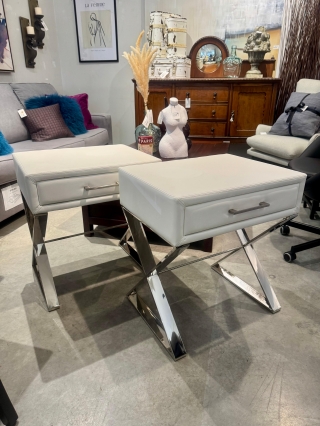 PAIR Pleather Sunpan Side Tables $129.00 EACH